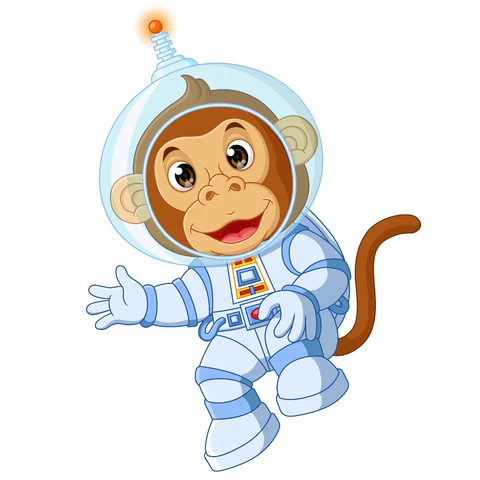 EPS,JPG Ilustração de macaco espacial em desenho animado