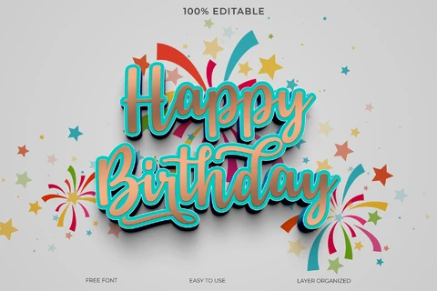 PSD Efecto de estilo de texto Feliz cumpleaños