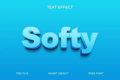 PSD Efecto de texto suave en 3d con estilo degradado