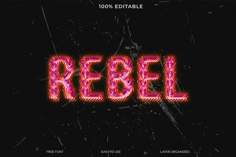 PSD Efekt stylu czcionki Rebel