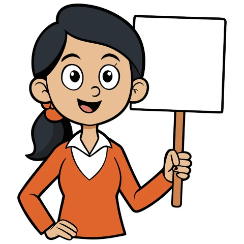 AI,JPG Cartoon Character Holding Blank Sign