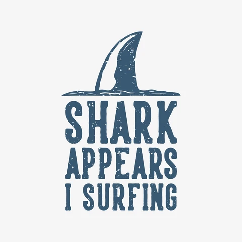 EPS,JPG Distressed Style Shark and Surfing Graphic