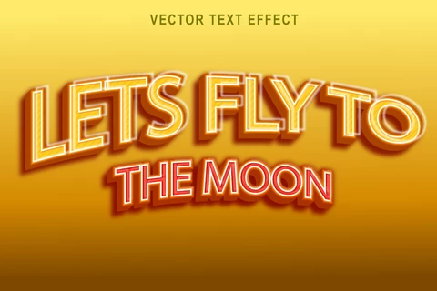 EPS Lets fly the moon retro 3d font style effect