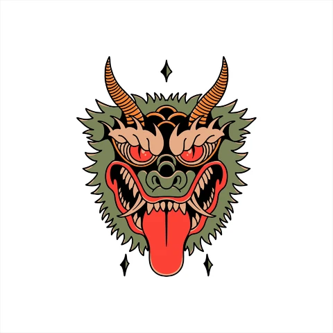 EPS,AI,JPG Mythischer grüner Drache Illustration