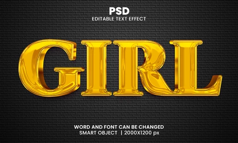 PSD Chica de oro 3d efecto de texto