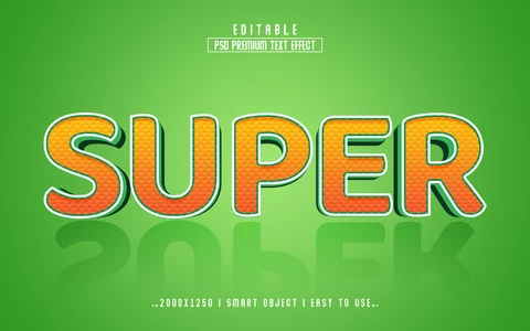 PSD Super Green and Orange Reflection Text Effect