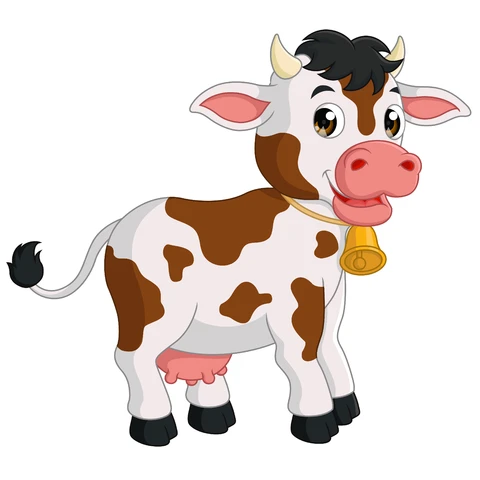 EPS,JPG Cartoon Style Cute Cow Illustration