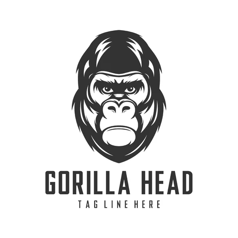 EPS,JPG Vintage Monochrome Gorilla Head Logo