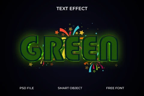 PSD Effet de texte néon festif avec accents colorés