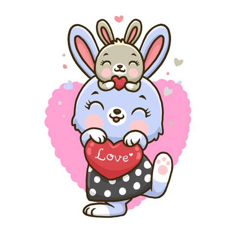 EPS,JPG Cute Kawaii Style Rabbit Illustration