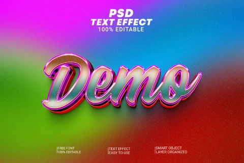 PSD Demo Vintage Retro Cursive Embossed 80s 3D Text Effect
