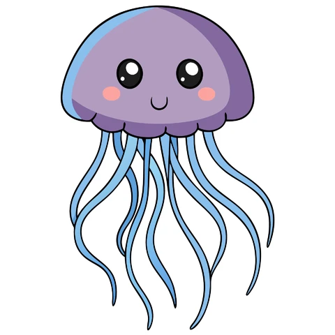 AI,JPG Cute Cartoon Jellyfish Illustration