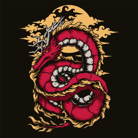 EPS,JPG Illustration eines Drachens im japanischen Stil
