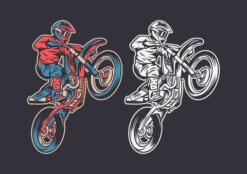 EPS,JPG Illustration d'une cascade de moto vintage