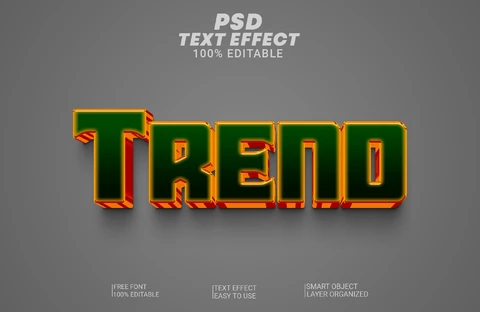 PSD Tendencia cuadrado verde oscuro bordes dorados 3d efecto texto