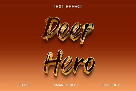 PSD Estilo de texto metálico en 3d para títulos de héroes