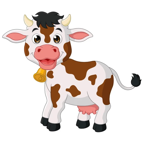 EPS,JPG Cartoon Style Cute Cow Illustration