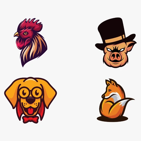 EPS,JPG Cartoon Animal Mascots Collection