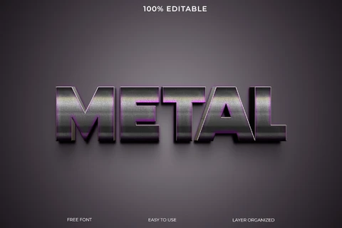 PSD Efeito de estilo de texto metálico
