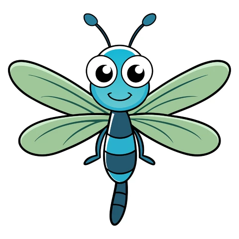 AI,JPG Cute Cartoon Dragonfly Illustration