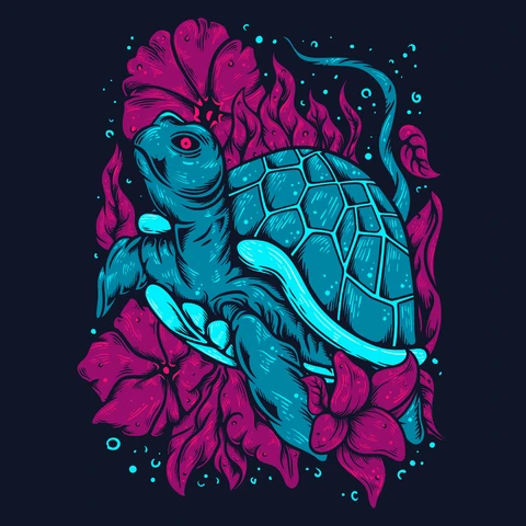 EPS,JPG Vintage Sea Turtle Illustration