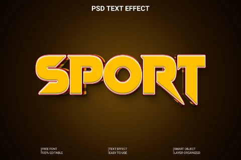 PSD Sport Yellow 3D Font Style Effect