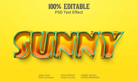 PSD Sunny Groovy Vintage Cartoon 3D Text Effect