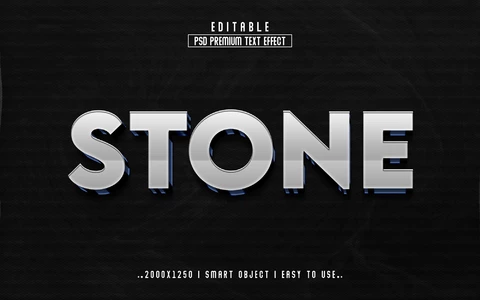 PSD Piedra plata metal 3d efecto texto