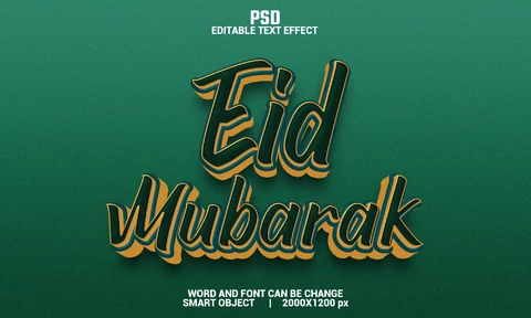 PSD Efecto de texto Eid mubarak