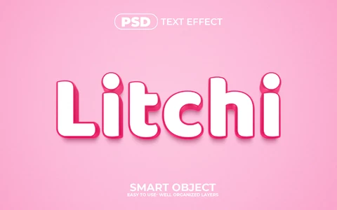 PSD Różowy efekt tekstowy litchi