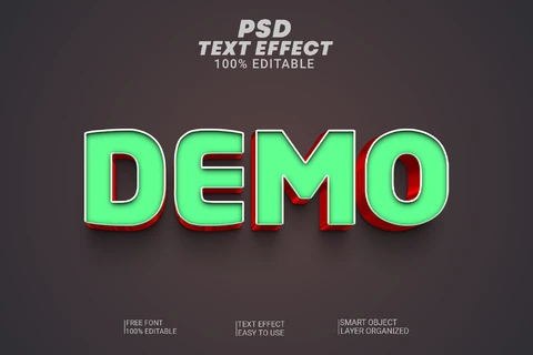 PSD Demo minimalista verde claro efecto de texto 3d