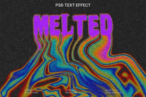 PSD Melted Metal Psychedelic Font Style Effect