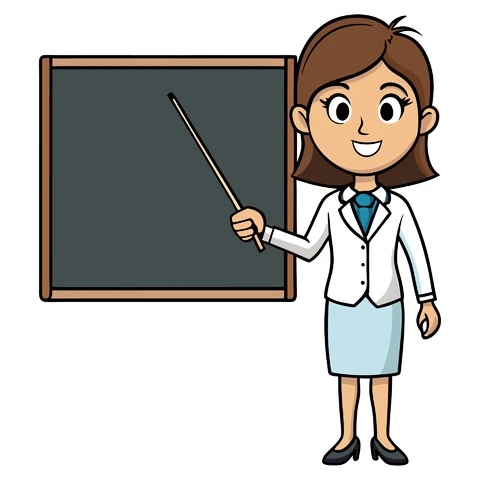 AI,JPG Kreskówka nauczyciel z ilustracją tablicy