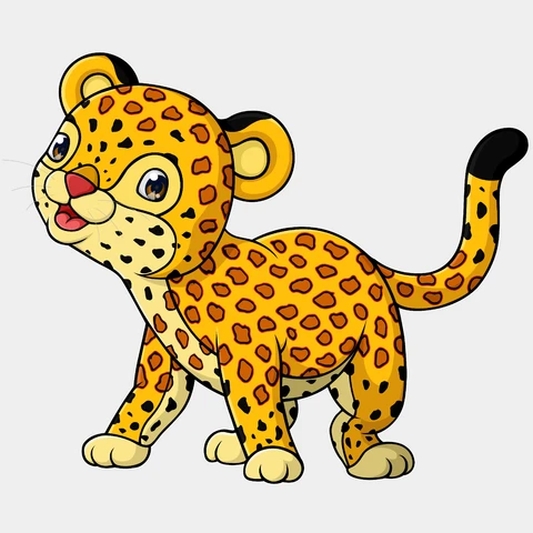 EPS,JPG Ilustração colorida de leopardo em estilo de desenho animado