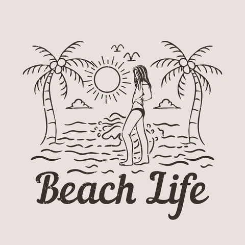 EPS,JPG Vintage Beach Life Illustration
