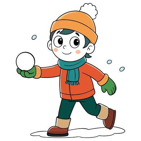 AI,JPG Playful Cartoon Character in Winter Scene