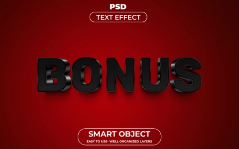 PSD Efeito de texto 3d de bônus preto