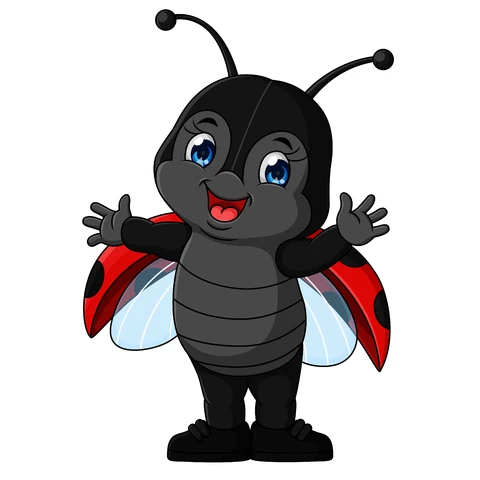 EPS,JPG Personagem de joaninha fofa em estilo cartoon