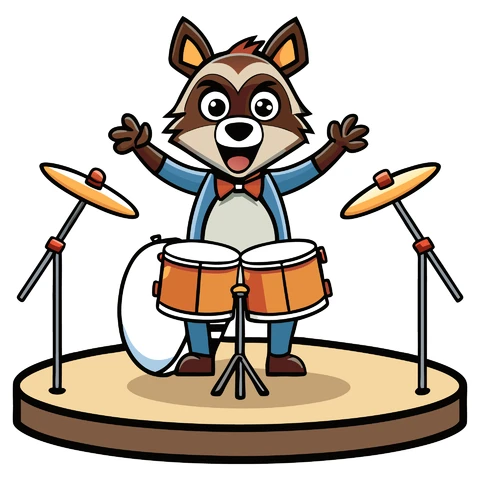 AI,JPG Ilustração de animal músico em desenho animado