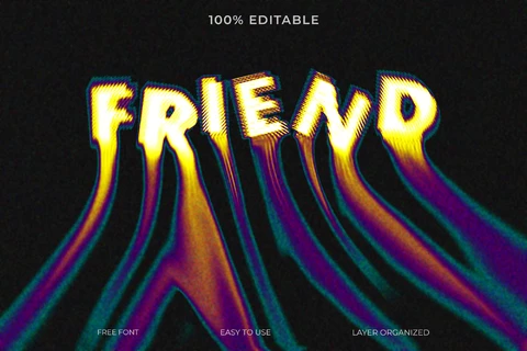 PSD Efeito de texto de estilo de fonte de amigo