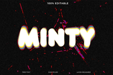 PSD Minty Trippy Grunge Font Style Text Effect