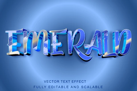 EPS Blue Shiny Emerald 3D Font Style Effect