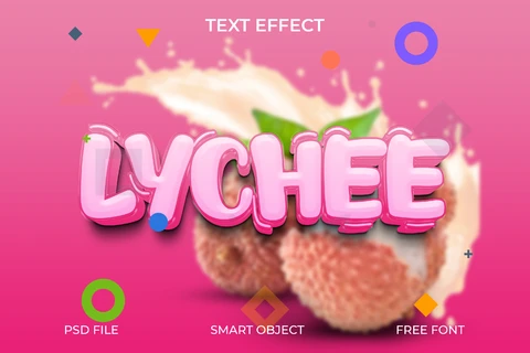 PSD Playful 3D Text Effect for Lychee