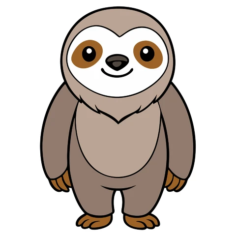 AI,JPG Cute Cartoon Sloth Character Illustration