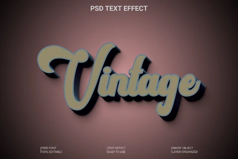 PSD Vintage Club 3D Font Style Effect