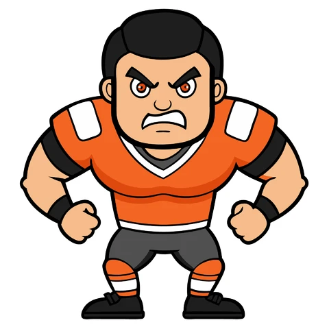 AI,JPG Cartoon Style Angry Football Player Illustration