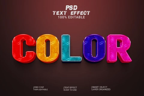 PSD Efecto de texto 3d estilo caramelo multicolor