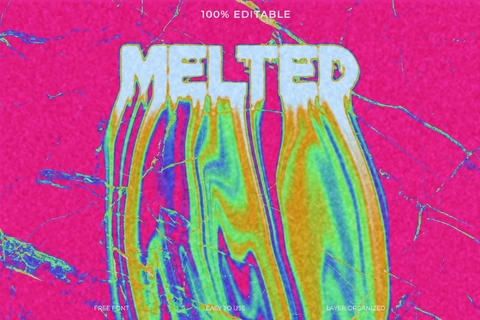 PSD Melted Colorful Psychedelic Acid Font Style Text Effect