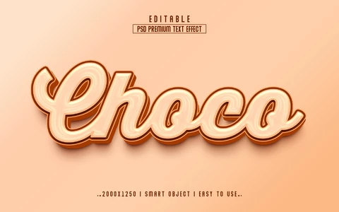 PSD Choco White Beige Sweet 3D Text Effect
