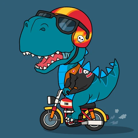 EPS,JPG Cartoon Dinosaur On Motorcycle Illustration